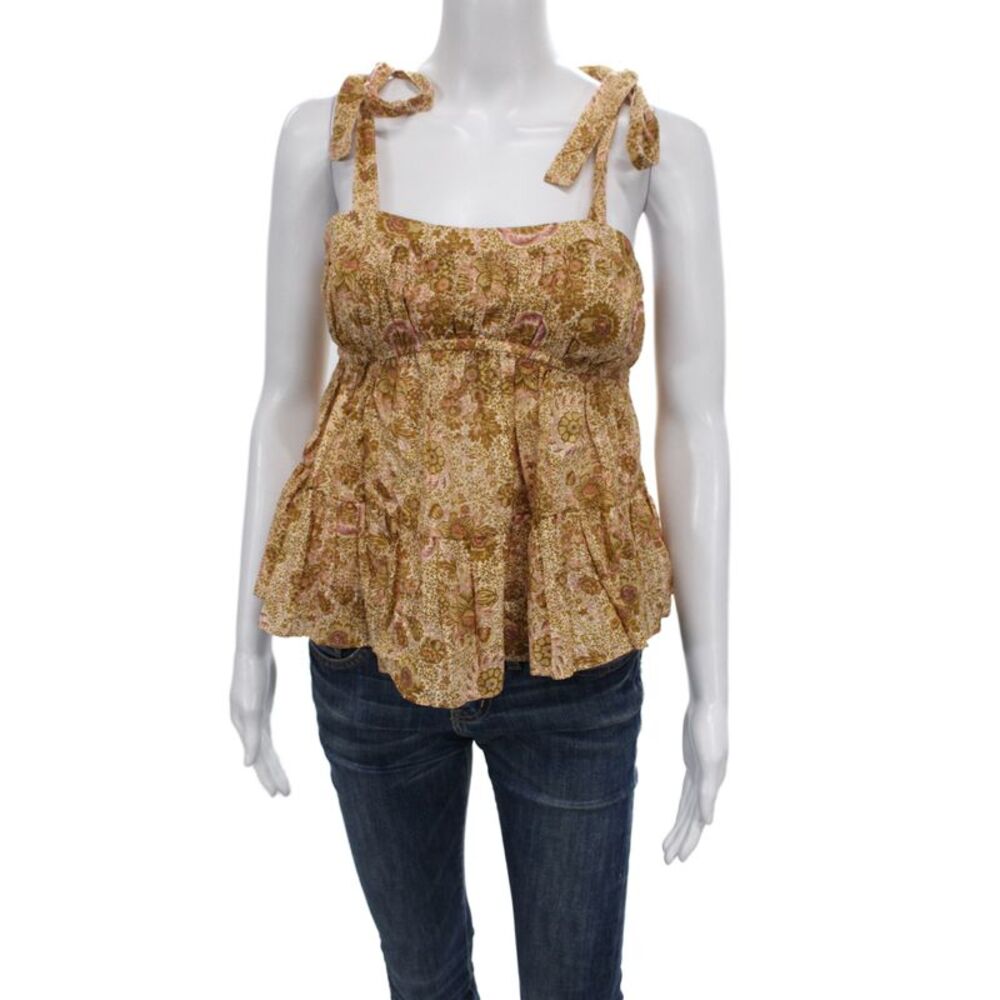 Ulla Johnson Women Floral Square Neck Camisole Brown Size 0